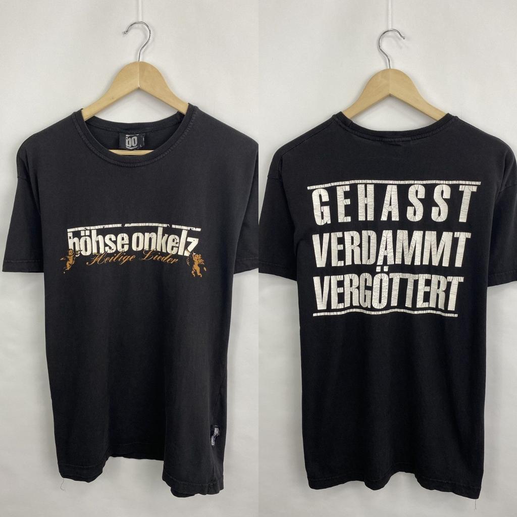 Band Tees × Vintage Böhse Onkelz Vintage 90s Rock Band Tee Tour T-Shirt Size Onkelz Global Tour T-shirt Street Hip Hop Oversized Y2k Casual Clothing