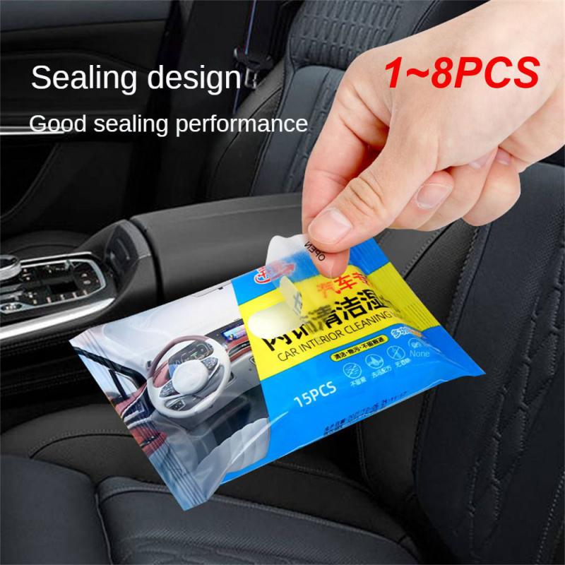 

1~8 шт. Салфетки для чистки салона, универсальные многофункциональные аксессуары для салона автомобиля, 15 шт. Портативные салфетки для чистки салона автомобиля