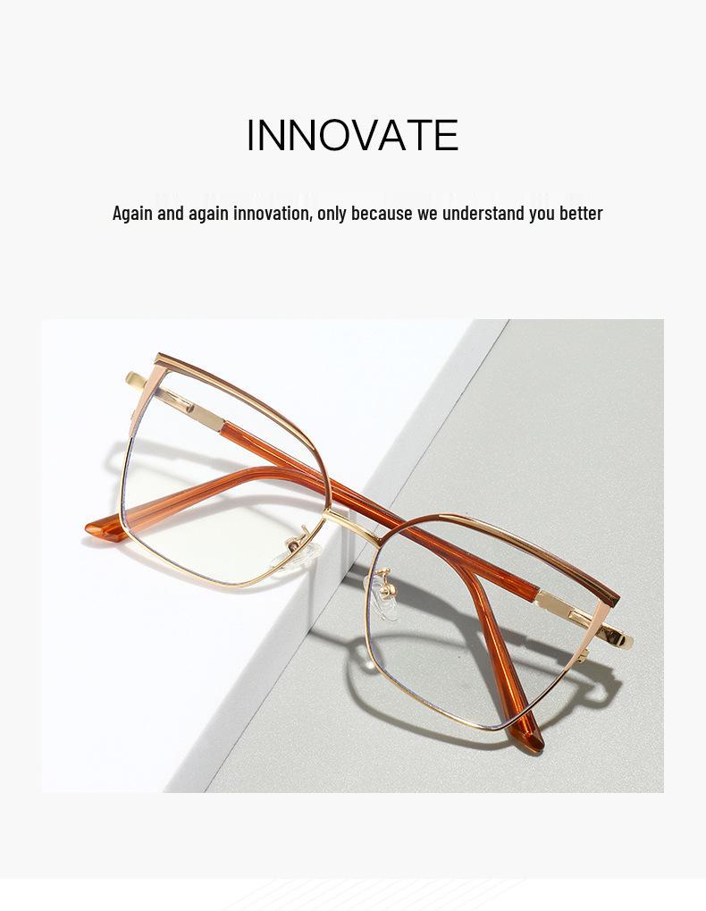 Color-Changing Anti-Blue Light Retro Cat-Eye Glasses with Metal Frame