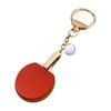 Table Tennis Paddle Keychain Retro Sports Charm with Leather-Look Finish, Gold-Tone Hardware for Daily Carry Use