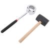 Coconut Opener Tool Set with Hammer Stainless Steel Food Grade Coconut Breaker Kit with Wooden Handle for Shop