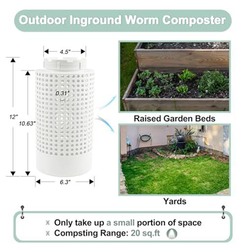 Yükseltilmiş Bahçe Yatakları ve Avlular İçin 1 Adet Gömülü Solucan Çiftliği Kompost Kutusu Bahçe ve Çim Bakımı İçin Yer Tasarruflu Böcek Kompostlama Kutusu