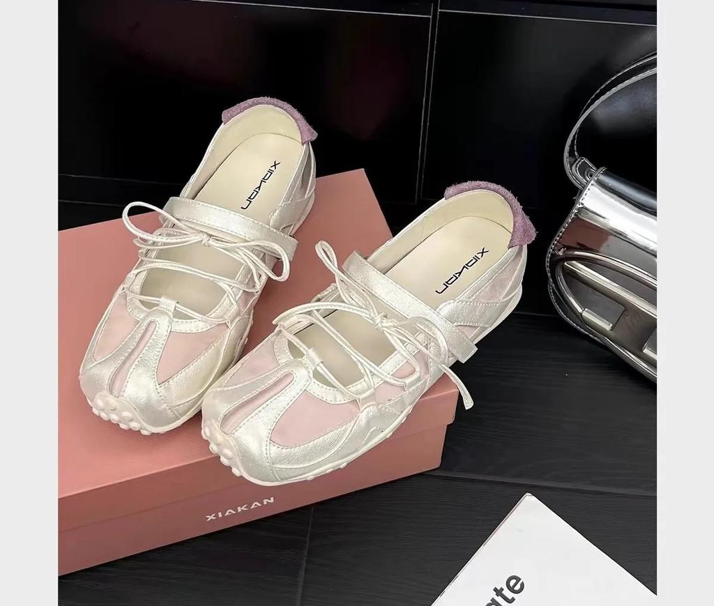 Women's Flat Bottom Mary Jane Shoes Butterfly Knot Ballet Style Sport Casual Sandals Hollow out Strap Design Summer Shoes