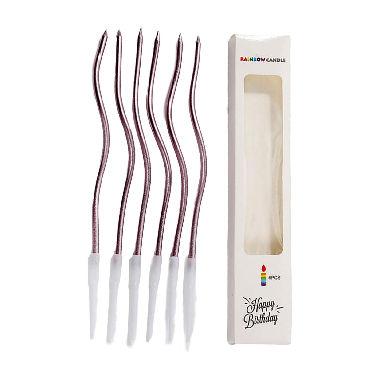 

6 шт. элегантных изогнутых позолоченных разноцветных свечей для торта на день рождения и празднование рождения ребенка, украшения кексов, праздничные принадлежности 1
