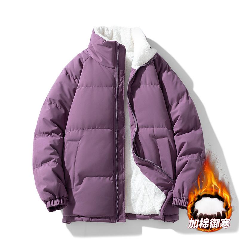 Couple Jackets, Men's and Women's High-end Lambswool Stand-up Collar Cotton Clothes, Niche Style Couple Clothing Trendy Padded Clothes