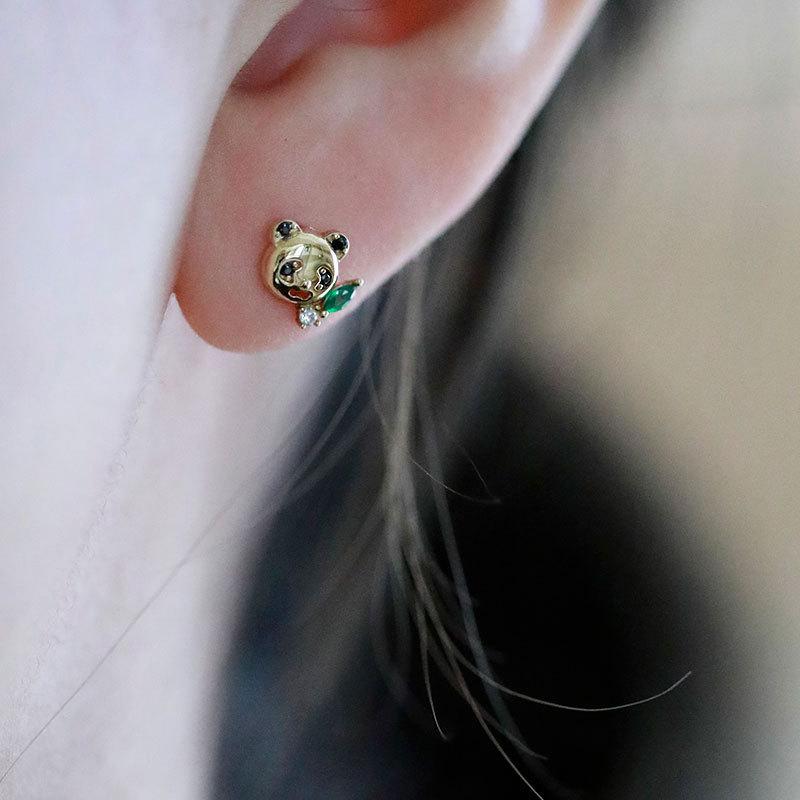 Exquisite and Cute Panda/fresh Cactus Asymmetric Earrings Student Earrings Trend