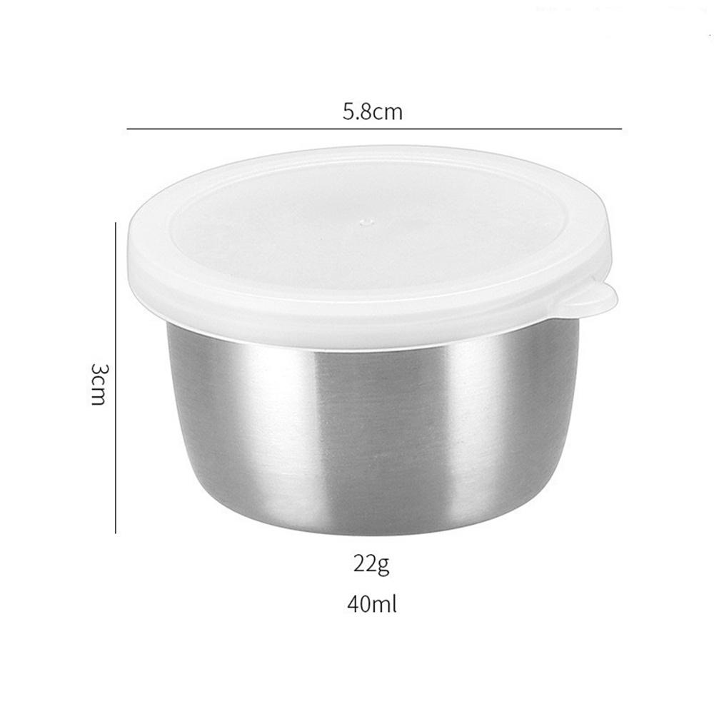 

Контейнер для соуса и приправ из нержавеющей стали 304, 40 мл, чашка для соуса, силиконовая крышка, герметичная, тарелка для обмакивания салата, маленькая коробка для хранения