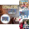 Wciągający kalendarz adwentowy z puzzli zaprojektowany na 24 dni odliczania do świąt ze 1008 solidnymi elementami dla rodzinnej zabawy