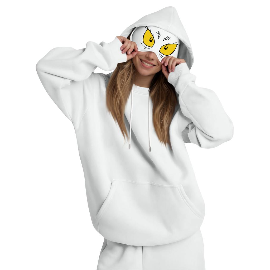 Damemote Lett langermet genser for kvinner med lommer Preppy grafisk hettegenser