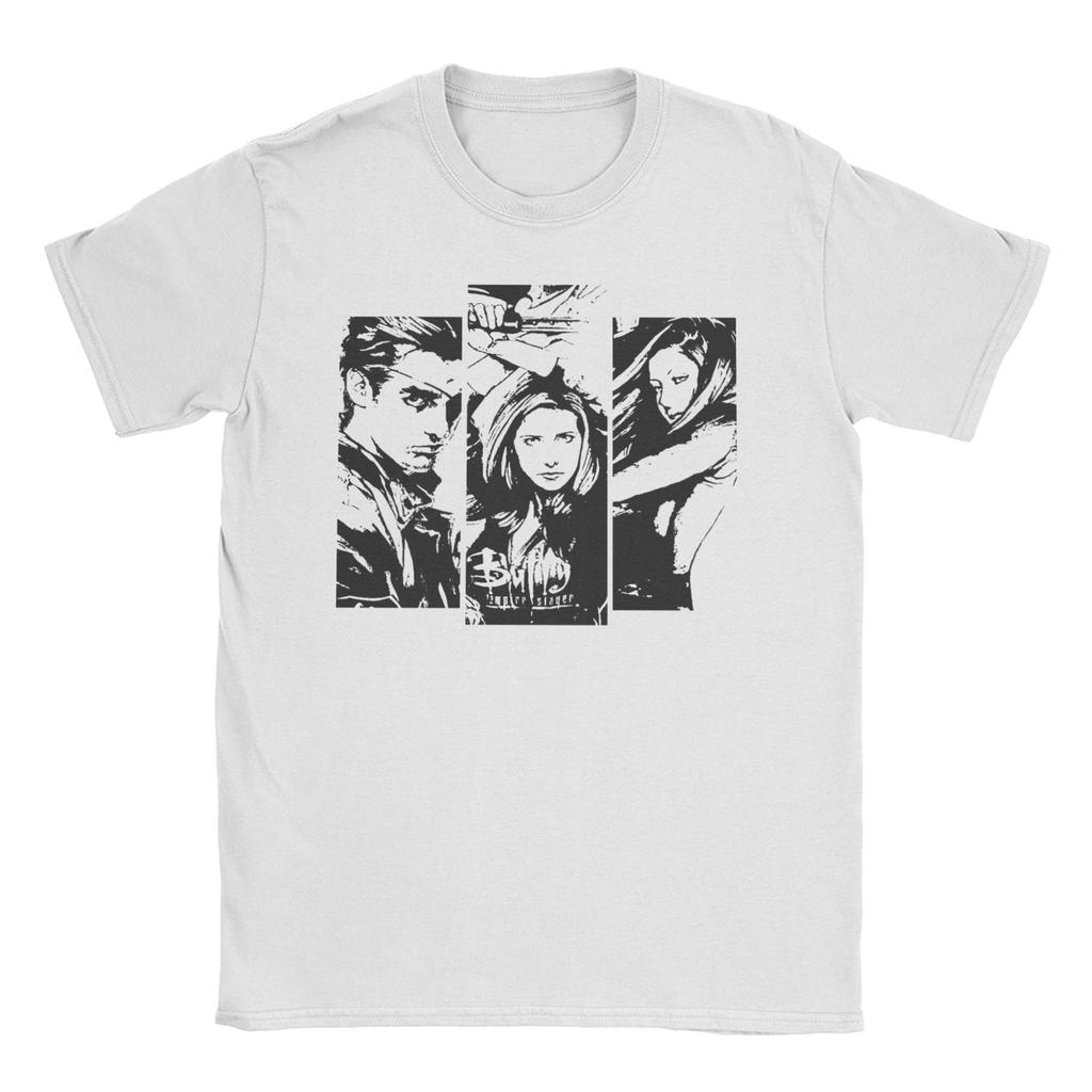 Unisex WOMENs TShirt Buffy Vampire Metal Mashup Slayer Band Pure Cotton Tee Shirt Short Sleeve T Shirts O Neck Clothes Plus Size