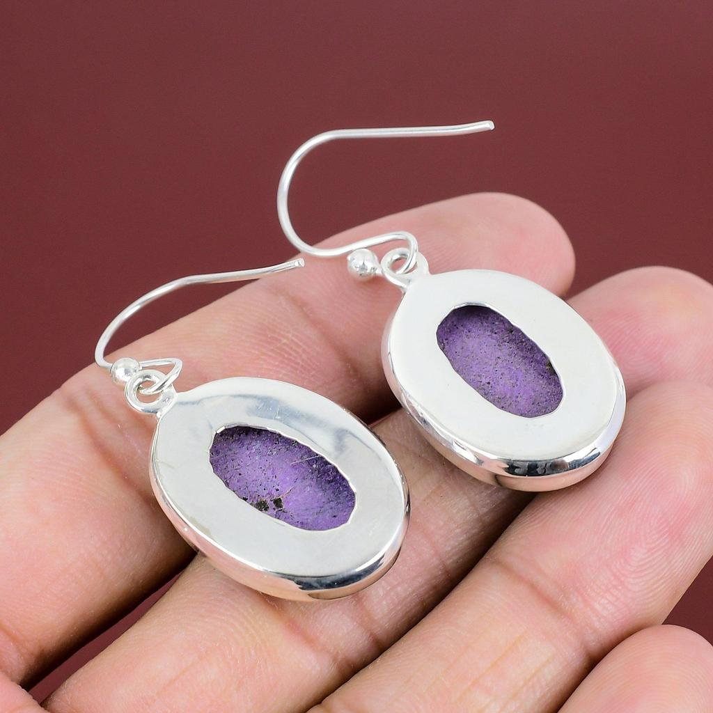 Purpurit Ohrringe Natur Edelstein Ohrringe Handgemacht Boho Schmuck 925 Sterling Silber Ohrringe Brandneue Ohrringe Geschenke für Sie Silberschmuck