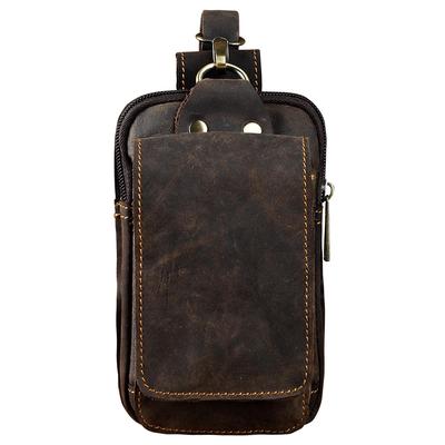 Couro real masculino casual design pequeno saco de cintura de couro moda gancho saco de cintura pacote de cinto 6 "bolsa de telefone