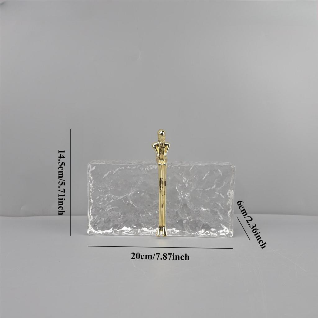 Ice Wrinkled Crystal+metal Crafts Abstract Figure Sculpture Crystal Base Gold Thinker Figure Sculpture Home Decoration
