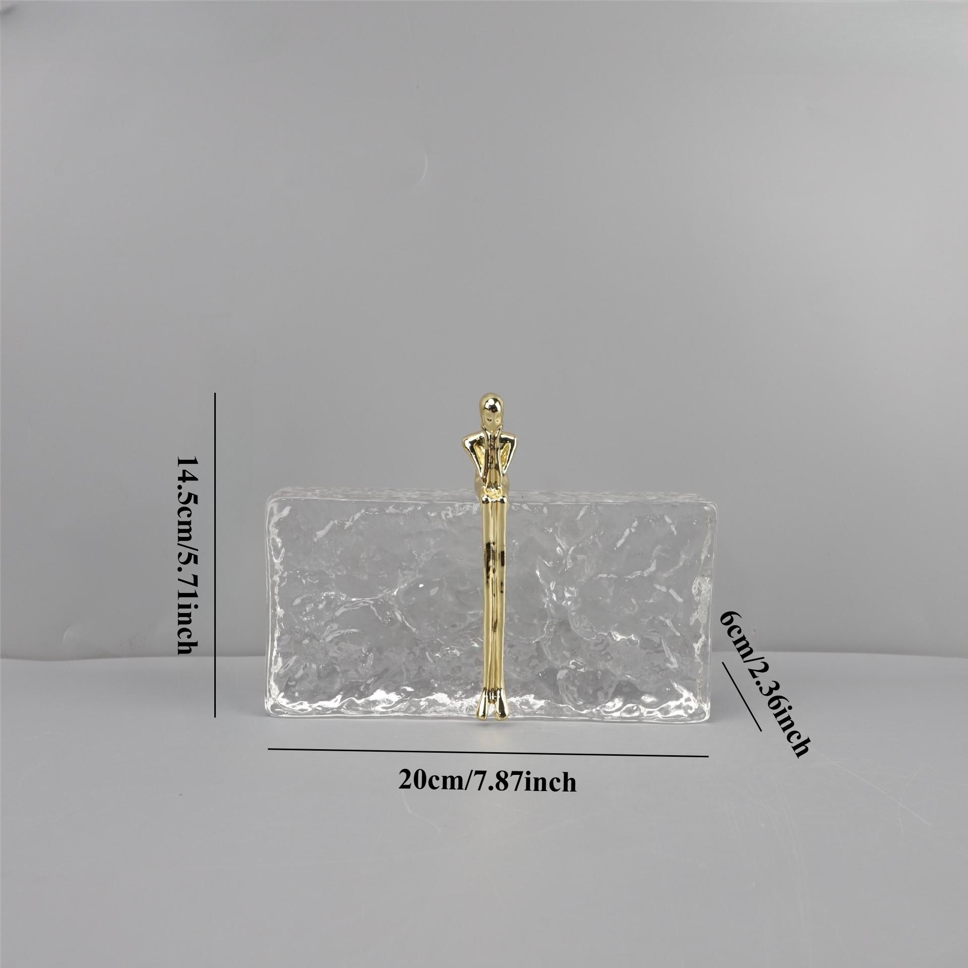 Ice Wrinkled Crystal+metal Crafts Abstract Figure Sculpture Crystal Base Gold Thinker Figure Sculpture Home Decoration