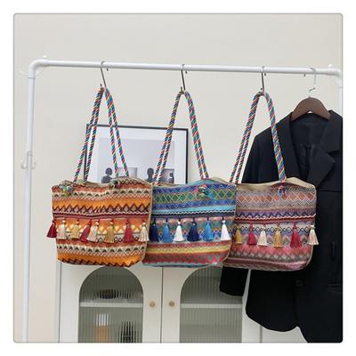 Shoulder Bag Women's Ethnic Style Large Capacity Popular Oblique Span New Niche Design Fashionable Versatile Woven Handbag Bag