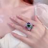 Ring Schwerindustrie Übertriebene Farbe Zirkon Blume Retro Schmuck Intarsien Damenmode