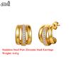 Effie Queen Stainless Steel 18k Gold Paw Shaped Zirconia Stud Earrings Cute Jewelry for Women Vacation Birthdays Gift STKE27