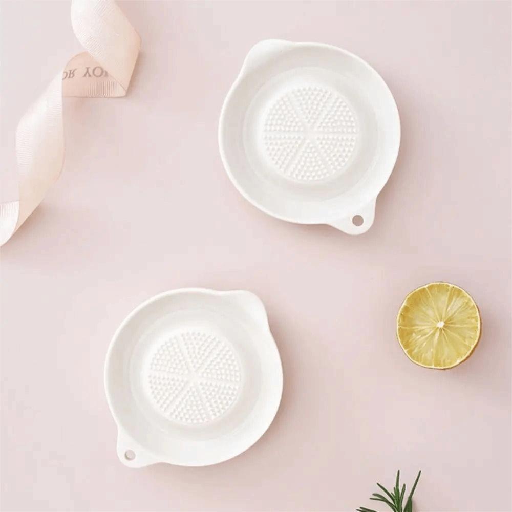 Round Garlic Shredding Plate Manual Porcelain Carrot Grinding Dish Fruit Puree