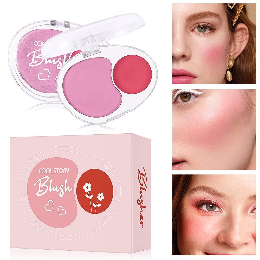 Double Mix Blush Clay Soft and Delicate Contouring Mashed Potatoes 2 Color Face Brightening Mousse Blush Paste Tray