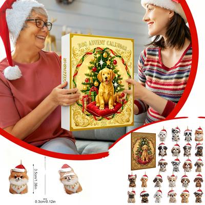 2D Flat Acrylic Mystery Box 24pcs Pendant With Airplane Box Funny Christmas Countdown Calendar