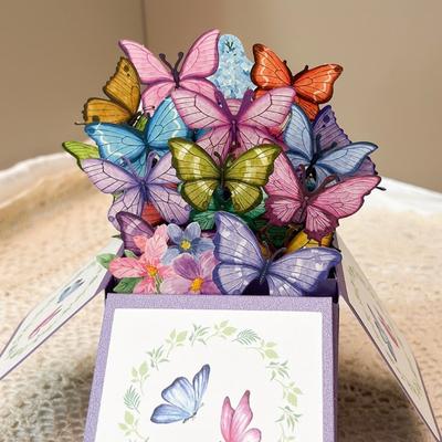 Floral Butterfly Design 3D Pop-Up Greeting Card Handwritten Note Festival Use Pop-Up Birthday Card Premium Quality