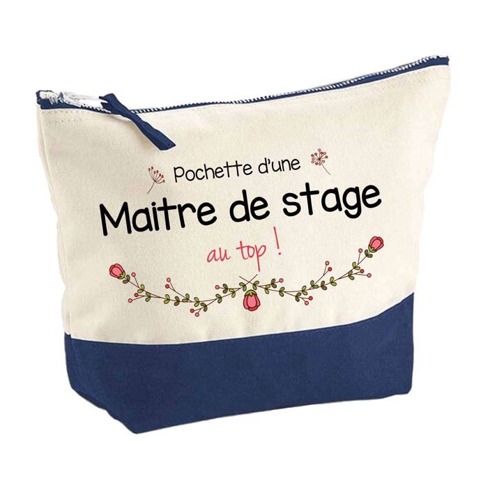Trousse de maquillage - PLANETEE - Pochette fond bleu «Maitre de stage au Top» - Grand format - Coton - Impression HD