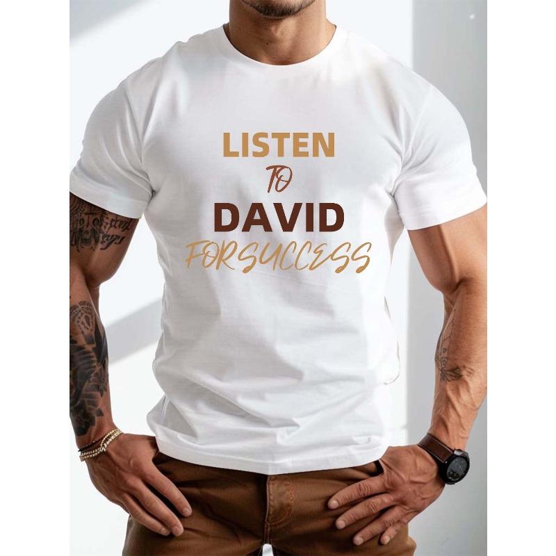 

European sizes Big & Tall Men s Summer T-Shirt - David Success Graphic, Casual Short Sleeve Tee, Breathable, Machine Washable 2XL белый