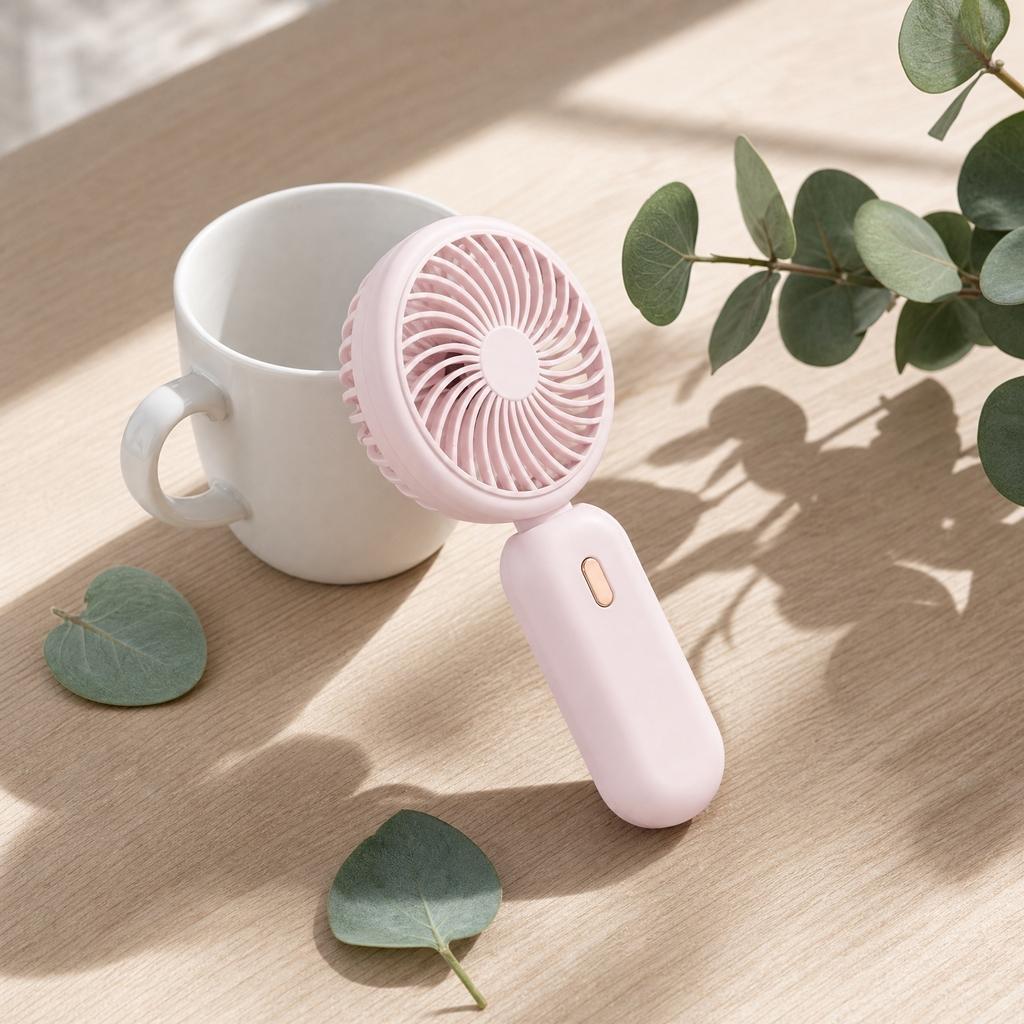 Mini Handheld Rechargeable Fan Portable Personal Cooling Device with 3 Adjustable Speeds and 1 to 3 Hours Battery Life USB Charging