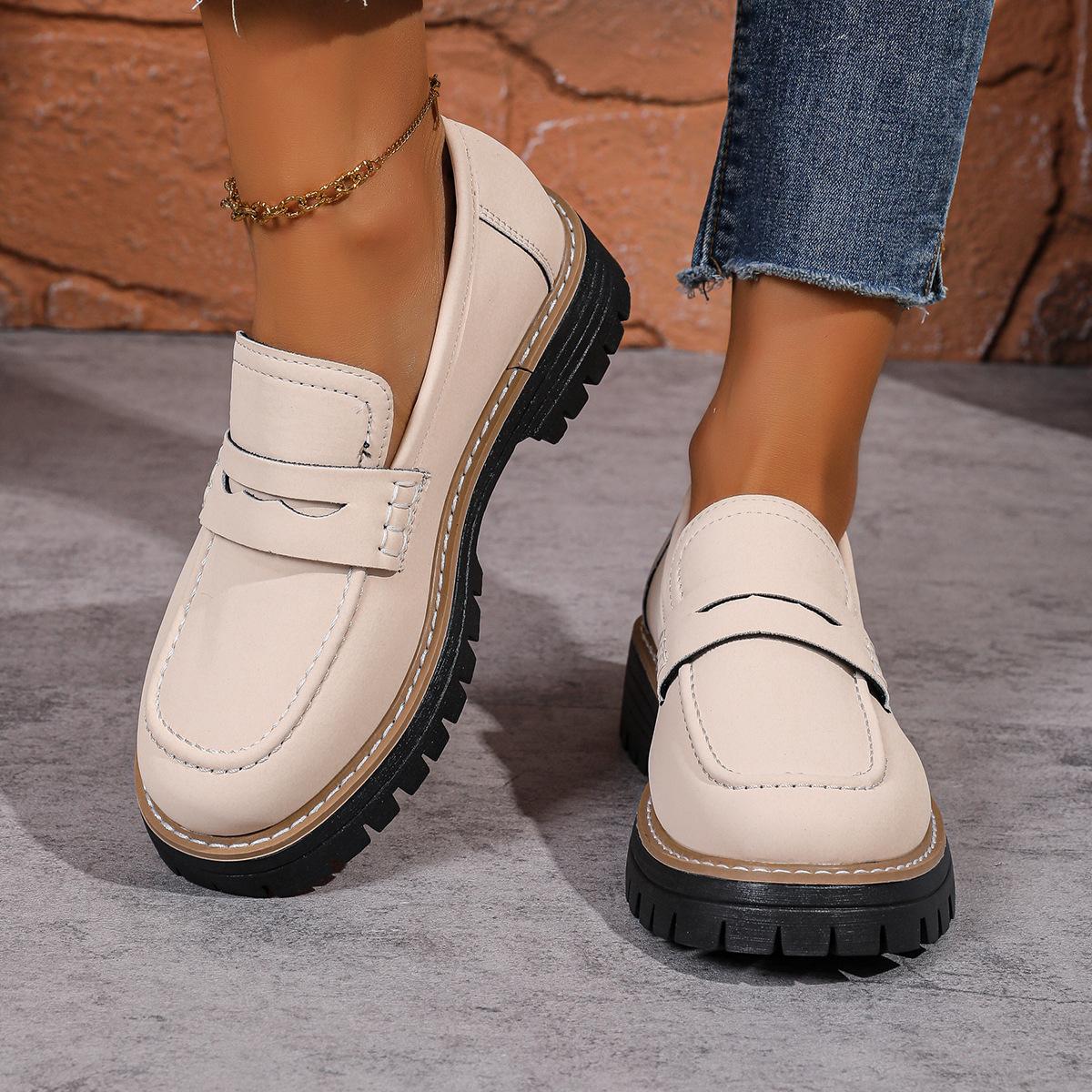 

Женские туфли на низкой подошве, осень 2025, новые лоферы в британском стиле на толстой подошве-маффин 43