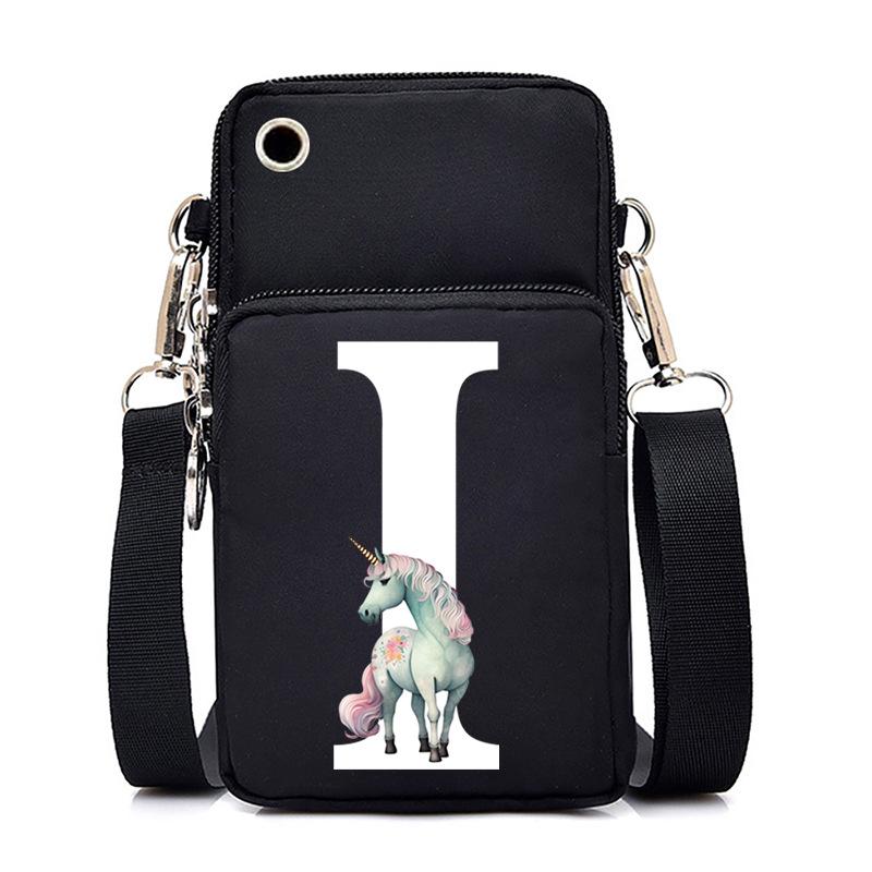 Unicorn Unicorn Letter Printing Black Oblique Span Bag Casual Portable Multi-Function Mobile Phone Bag