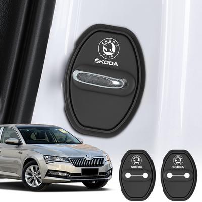 2 Stück Autotürschloss-Schnalle Silikon-Schutzhülle für Skoda Octavia 3 2 A5 A7 Superb 3 Fabia 2 Karoq Rapid Kamiq Zubehör