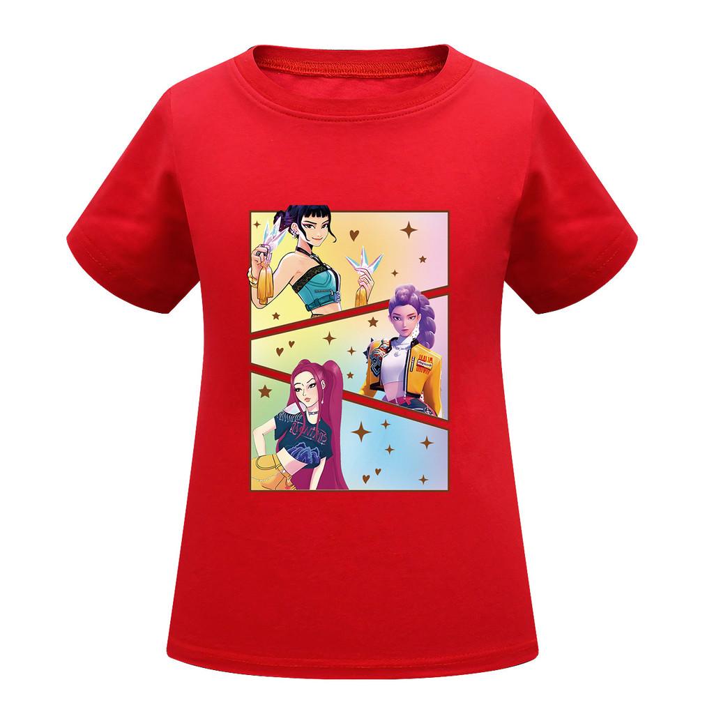 Kids Girls Anime Cartoon K-POP Rumi Zoey Mira Printed Casual Short Sleeves T-Shirt Top