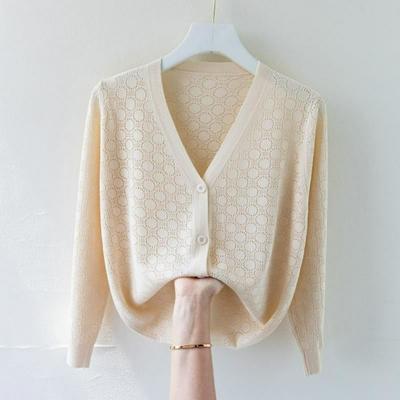 Ice Silk Knit Sweater Women's Cardigan Hollow Loose Outer Western Style Shawl Summer with Skirt Thin Jacket Women's Top