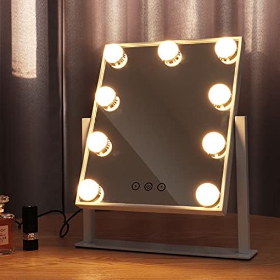 Nusvan Hollywood Actress Three Color Lighting Adjustable 10x Magnification Mirror, Tabletop, Modes, Brightness, (25x30cm)