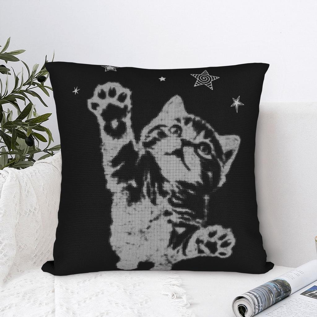 Soft Y2k Grunge Stars Cat Jumping Silly Pillowcase Polyester Cushion Cover Gift 2000s Vintage Pillow Case Cover Drop Shipping