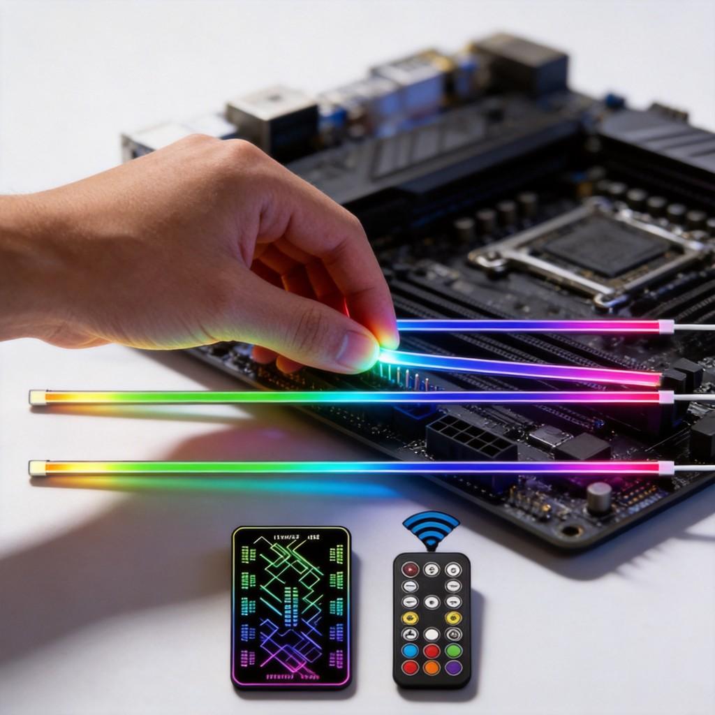 Rgb Gaming Pc Case Lighting Strip With 5v Three Pins For Dynamic Color Effects