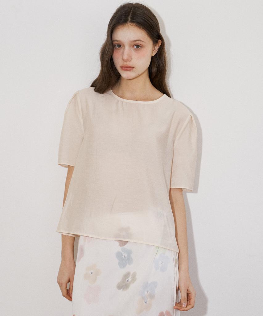 Peullobeu Draping Sheer Set Up Blouse (Ye)