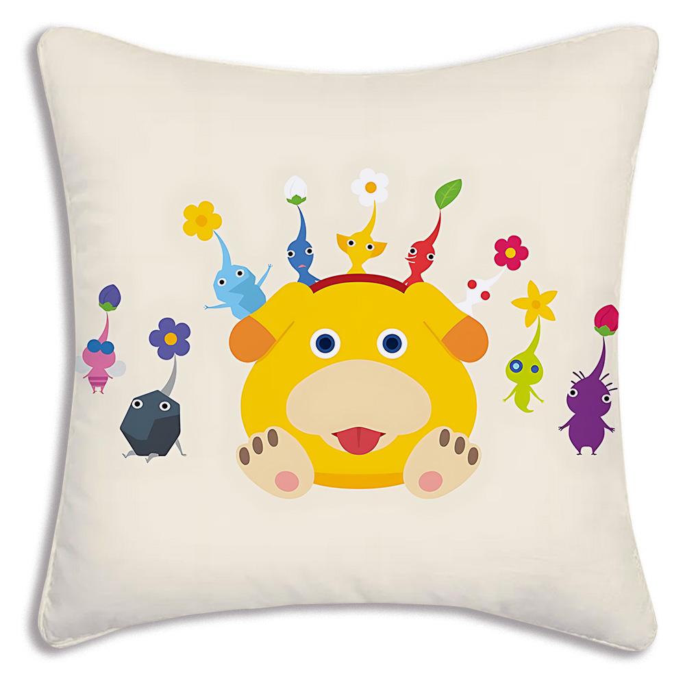 Pillow Covers Cartoon Anime P-Pikmins Sofa Decorative Home Double-Sided Printing Short Plush Cute Cushion Cover