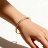 1Pc Dainty Rose Gold Cuff Bangle with Full Rhinestones, Minimalist Thin Bracelet for Daily Office & Casual Wear