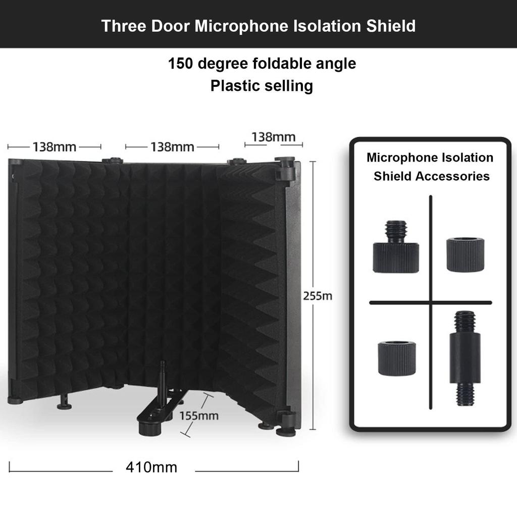 Jeffergarden Reflection Filter Microphone Shield Foldable Soundproof Room Sound Absorbing Material Recording Broadcasting Soundproof Box Desktop Setup