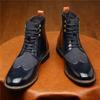 Luxury Designer New Men Pointed Mixed Leather Motorcycle Casual Oxford Ankle Boot Male Brand Winter High Tops Shoes