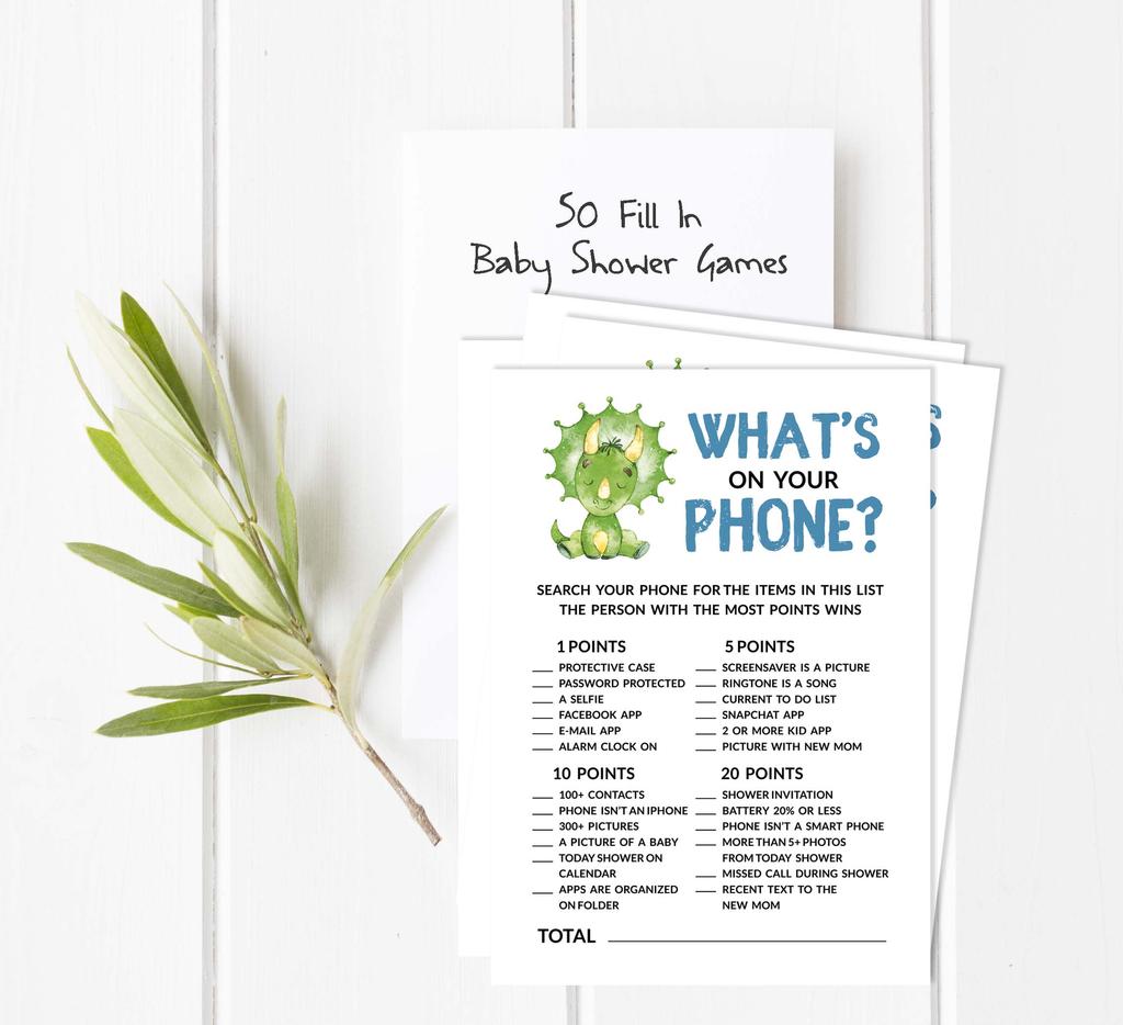 Inkdotpot Baby Shower Game Set Of 50 BabyA AlphabetA ABCA Game Dinosaur Jungle Animals Party