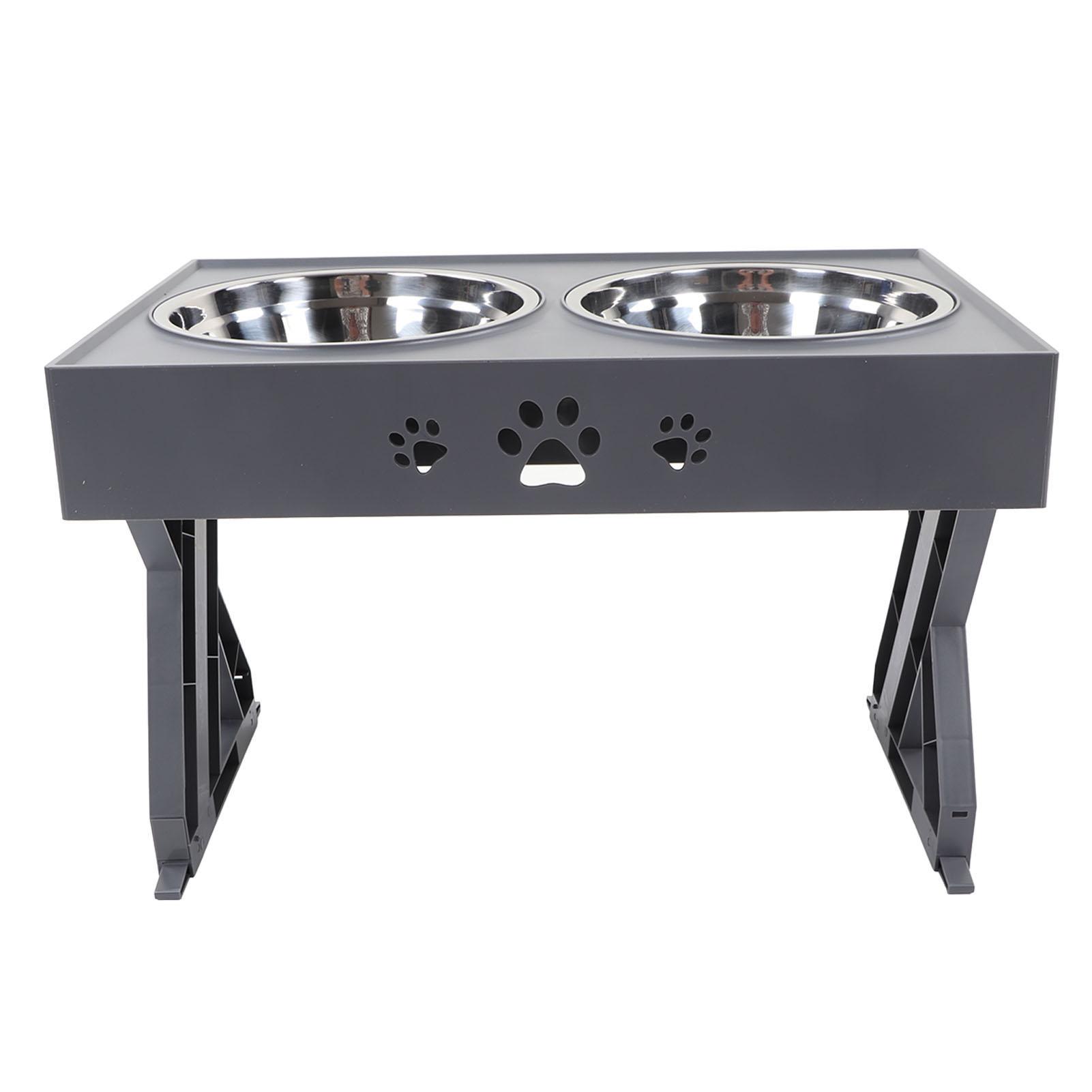 Elevated Dog Bowls Prevent Slip 3 Heights Raised Dog Bowl with 2 Stainless Steel Dog Food Bowls
