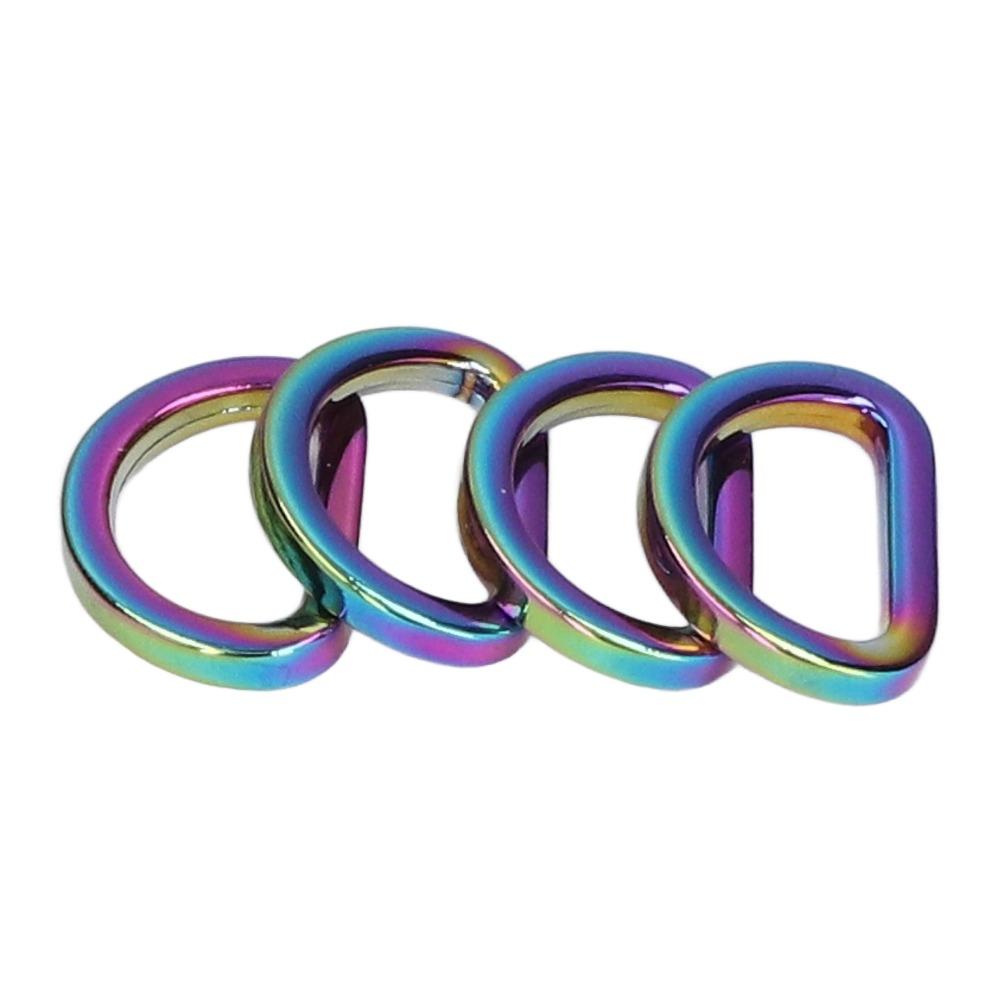 10PCS Luggage Accessories Rainbow D Rings Glossy Finish Durable D-Ring Buckles Zinc Alloy Non-welded Metal Rings Craft Projects