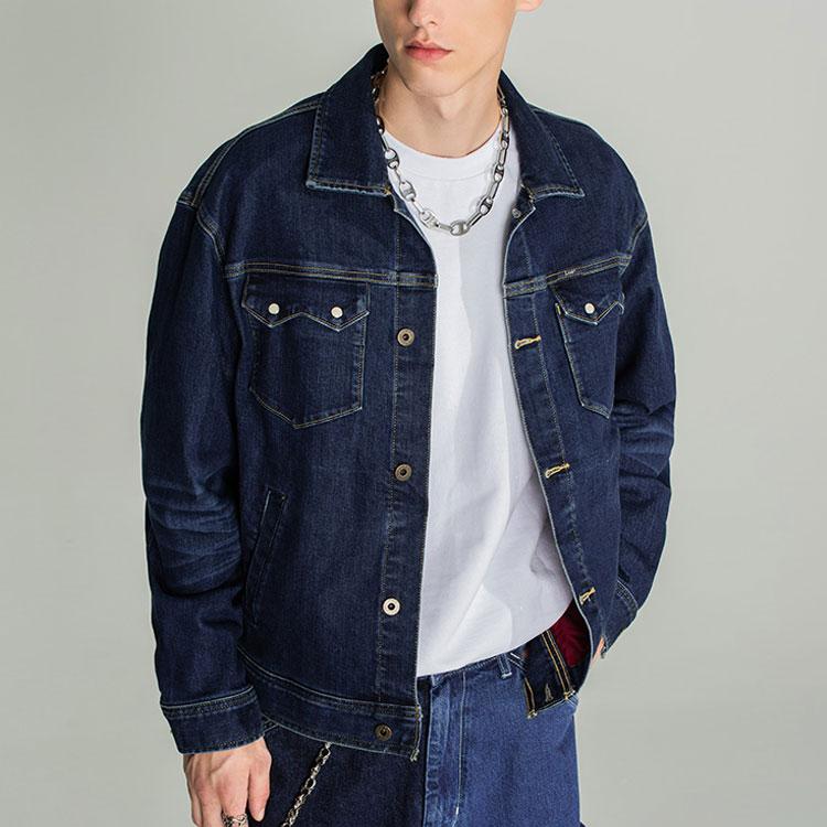 Lee Solid Color Logo Embroidered Single-Breasted Denim Jacket Men Jackets Dark-Blue LMT0036235FF00FA01773