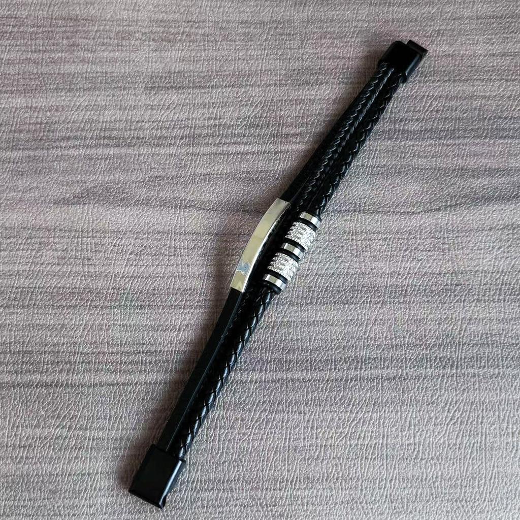 Creative Woven Leather Leather Rope Leather Bracelet Personalized Fashion Titanium Steel Accessories Bracelet Magnetic Buckle