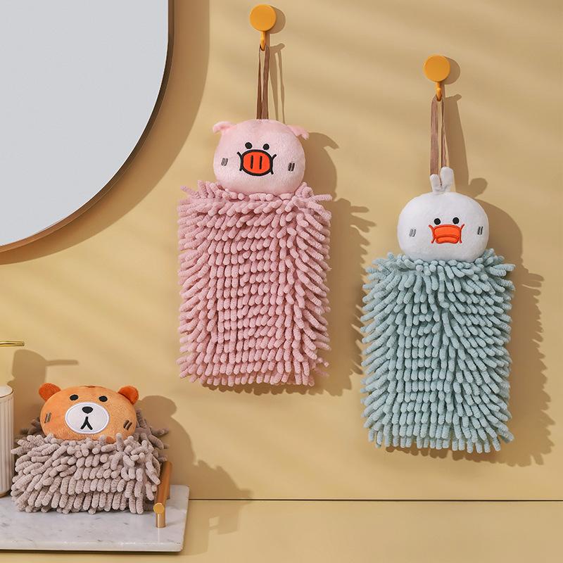 Cartoon Chenille Hand Towels, Hanging Cute Animal Hand Towels, Household Children's Kitchen Hand Towels