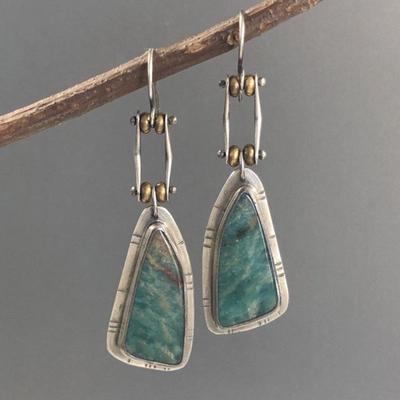 European & American Geometric Color Block High-End Irregular Long Earrings for Women