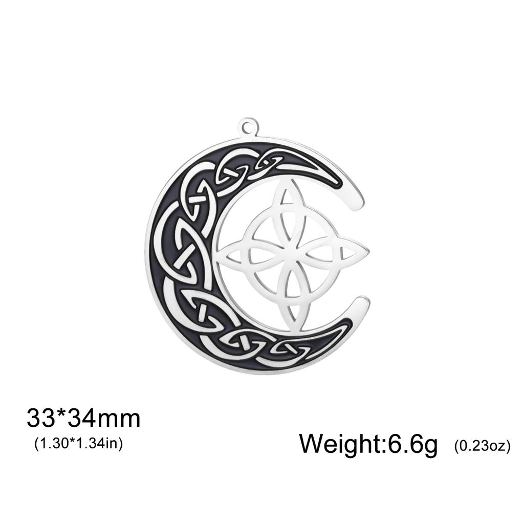 Teamer Vintage Viking Amulet Crescent Pendant For Necklace Bracelet Jewelry Making Stainless Steel Witch Celtics Knot Charms
