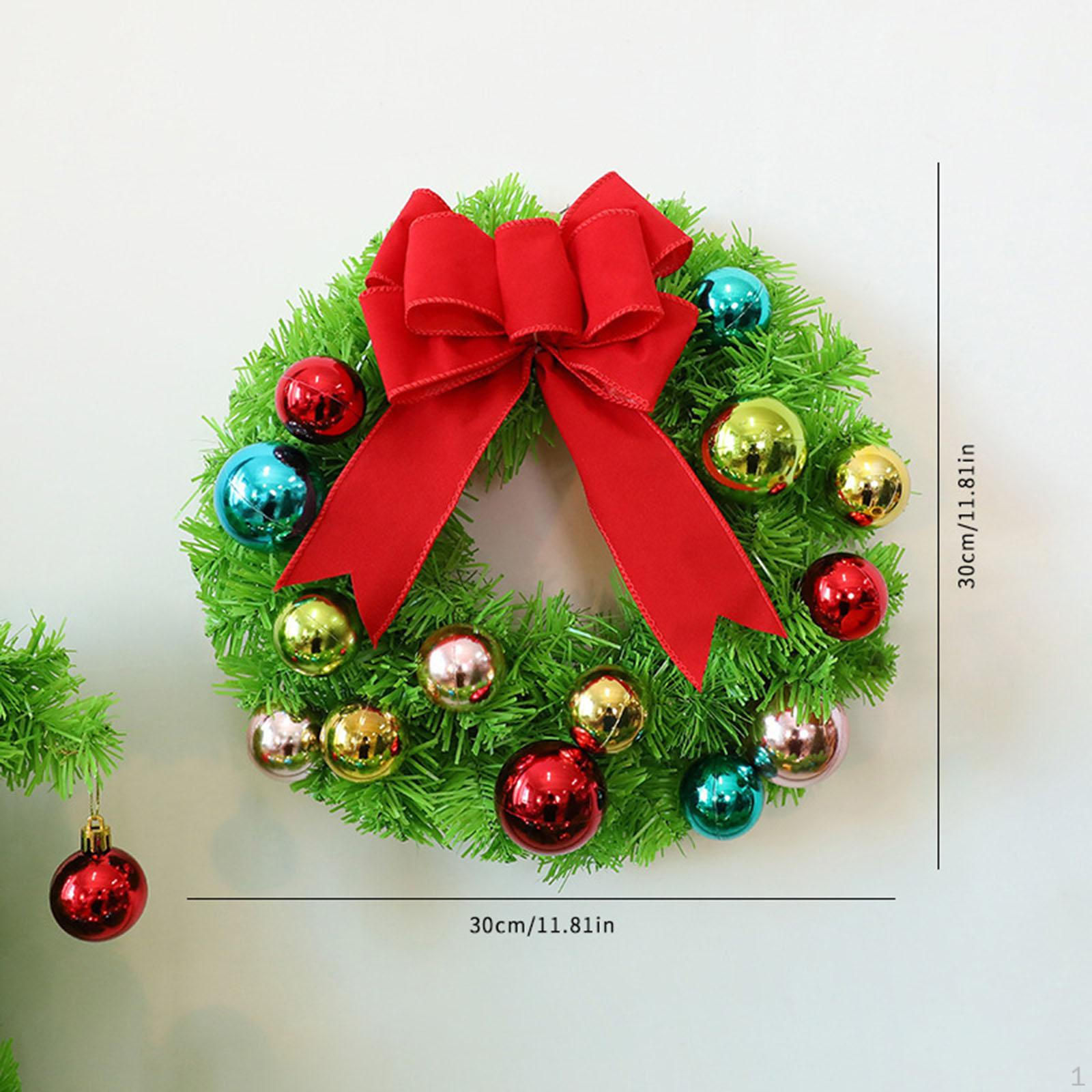 

Christmas Wreath Artificial Lifelike Bow Knot with Balls Ornament Decoration for 30cm